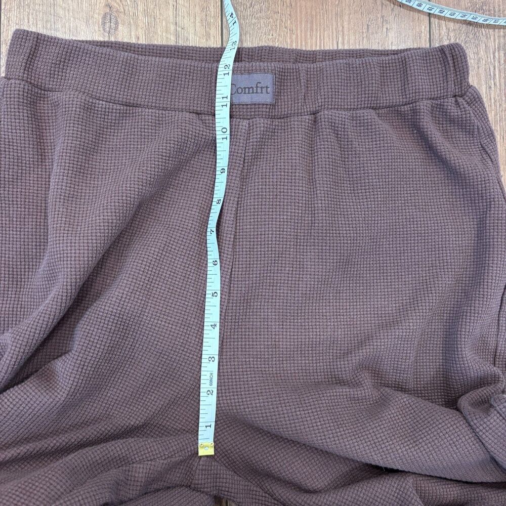 Comfrt Waffle Lounge Pants Womens Large Cocoa Brown Wide Leg Knit Pajamas $55 - Picture 10 of 12